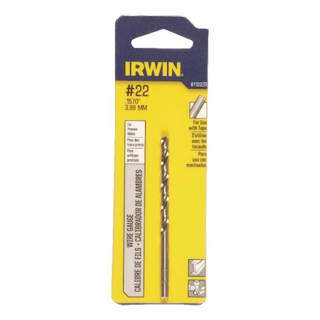 Irwin Irwin No 22 X 3-1/8 in. L High Speed Steel Wire Gauge Bit Straight Shank 1 pc 81122ZR